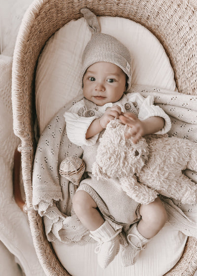 Novelty Knit Baby Romper - Heather Beige