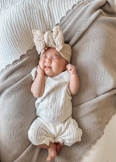 Pointelle Baby Romper - White