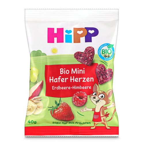 HiPP Mini Oat Hearts Strawberry-Raspberry 40 g (DA31371) (EXP:12/03/25)