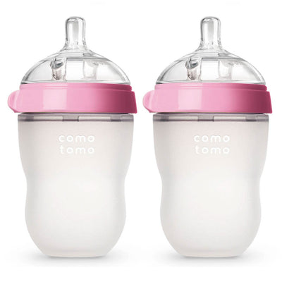 Comotomo Baby Bottle, Double Pack - 8 oz - Pink: Pink