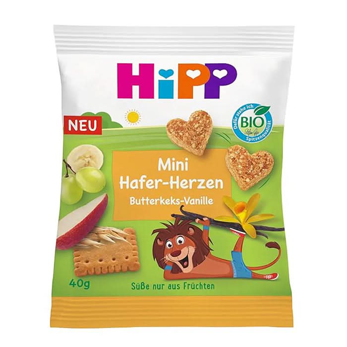 HiPP Mini Oat Hearts Butter Biscuit Vanilla 40g (DA31370) (EXP:04/07/26)