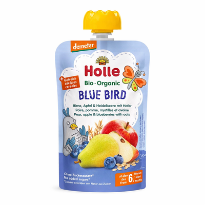 Holle Blue Bird โ Pouch Pear, Apple & Blueberries With Oats 100 G (151004)