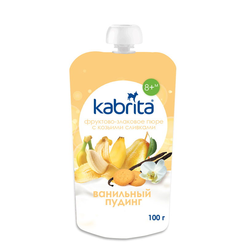 Kabrita vanilla pudding with fruit, cereal and goat cream Pouch 100g (EXP:07/22/26)