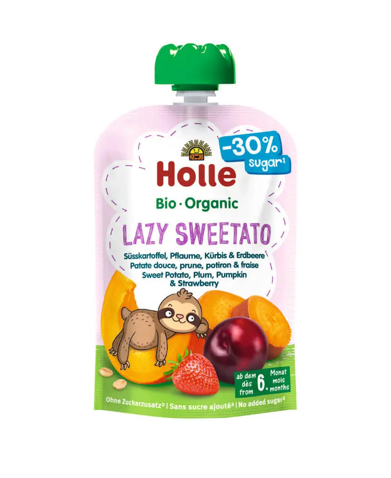 Holle Lazy Sweetato โ Pouch Sweet Potato, Plum, Pumpkin & Strawberry 100 g (EXP:10/28/26)