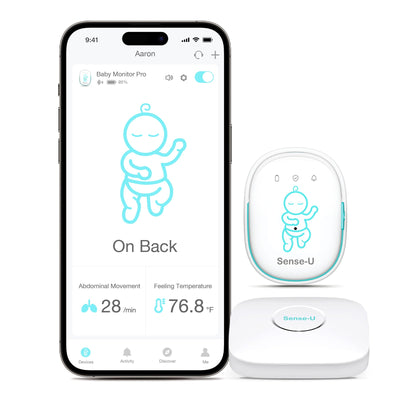 Sense-U Baby Monitor Pro+ (Long Range) ā Heart Rate, Temperature & Rollover Alerts with Extended Bluetooth