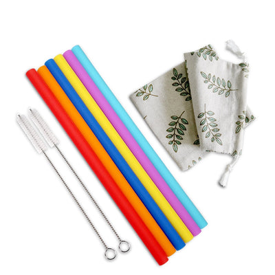 Haakaa Reusable Silicone Straws Set with Cleaning Brushes (6 Pack)