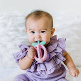 Bitzy Biter™ Teething Ball – Pink Lemonade Silicone Baby Teether