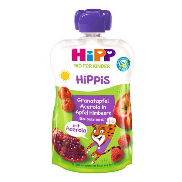 HiPP Super Hippis Apples, Raspberries, Pomegranates And Malpighia Puree 100 G(842502) - Euromallusa