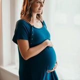 Blue Maternity Mommy Labor and Delivery/ Nursing Gown - Euromallusa