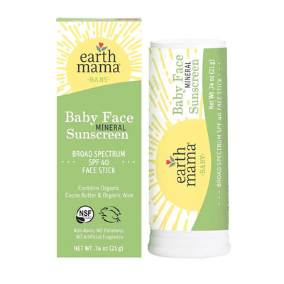 Earth Mama Organics Baby Face Mineral Sunscreen Face Stick - SPF 40 (  10-423 )