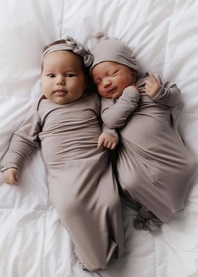 Harbor Mist Ribbed Knotted Gown