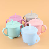 No Spill Sippy Silicone Cup with Straw (GREY) - Euromallusa
