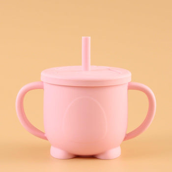 No Spill Sippy Silicone Cup with Straw (Pink) - Euromallusa
