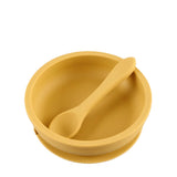 Silicone Suction Baby Bowl with Spoon (Mustard) - Euromallusa