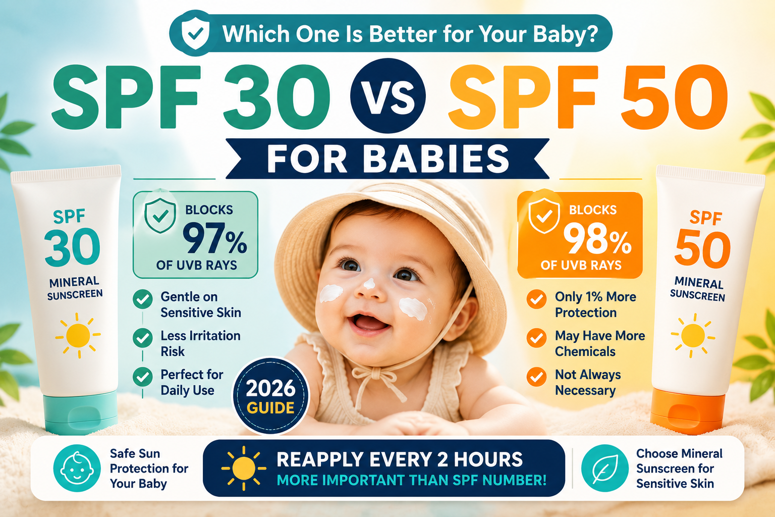 SPF 30 vs SPF 50 for Babies: Which One Is Better? (2026 Guide)