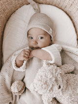 Knotted Baby Hat - Heather Beige