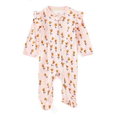 Apple Park Bamboo Blend Ruffle Zip Footie - Wild At Heart