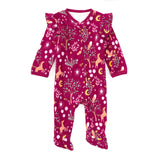 Apple Park Bamboo Blend Ruffle Zip Footie - Woodland Dreams
