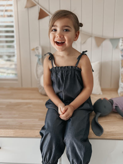 Apple Park Tie Shoulder Jumpsuit - Chambray