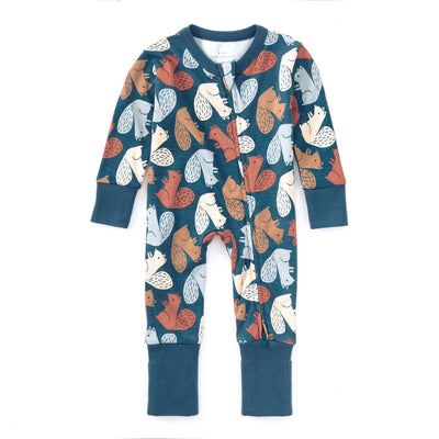 Apple Park Bamboo Blend Convertible Coverall - Squirrel Scurry