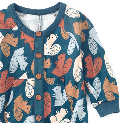 Apple Park Bamboo Blend Kangaroo Romper - Squirrel Scurry