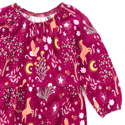Apple Park Bamboo Blend L/S Gathered Romper - Woodland Dreams