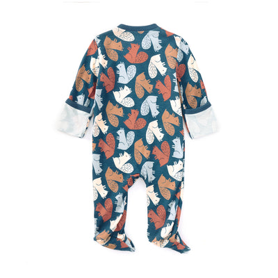 Apple Park Bamboo Blend Zip Footie - Squirrel Scurry