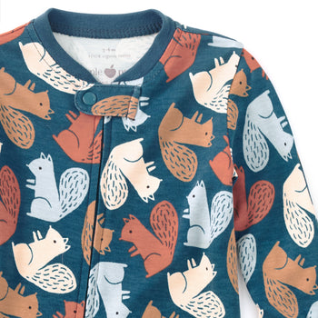 Apple Park Bamboo Blend Zip Footie - Squirrel Scurry