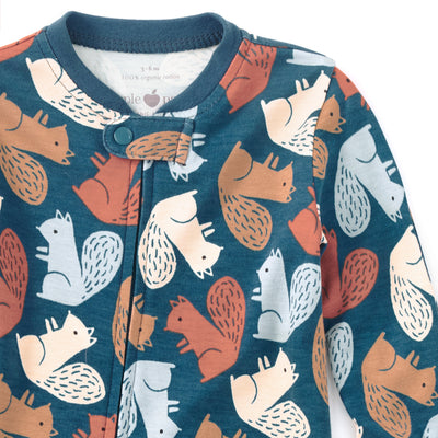 Apple Park Bamboo Blend Zip Footie - Squirrel Scurry