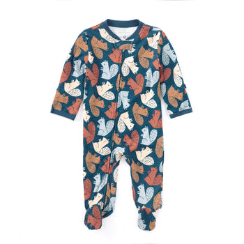 Apple Park Bamboo Blend Zip Footie - Squirrel Scurry