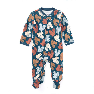 Apple Park Bamboo Blend Zip Footie - Squirrel Scurry