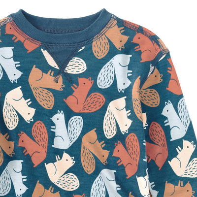 Apple Park Bamboo Blend Crewneck L/S Shirt - Squirrel Scurry
