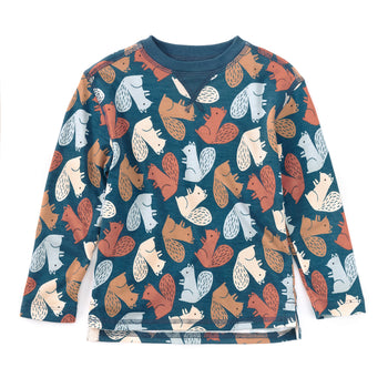 Apple Park Bamboo Blend Crewneck L/S Shirt - Squirrel Scurry