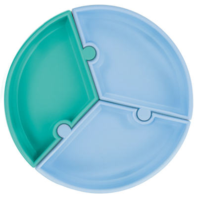 Stay-Put Suction Detachable Silicone Plate – 3-Section Baby Feeding Plate (7.5 in)