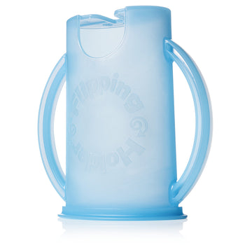 Flipping Holder DELUXE with Lid (Blue) – Food Pouch & Juice Box Holder