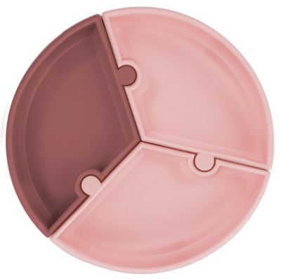 Stay-Put Suction Detachable Silicone Plate – 3-Section Baby Feeding Plate (7.5 in)