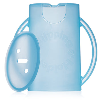 Flipping Holder DELUXE with Lid (Blue) – Food Pouch & Juice Box Holder