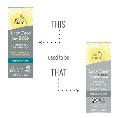 Lady Face Mineral Sunscreen Face Stick SPF 40: .74 oz. net wt. (21 g) / Medium/Dark Tint