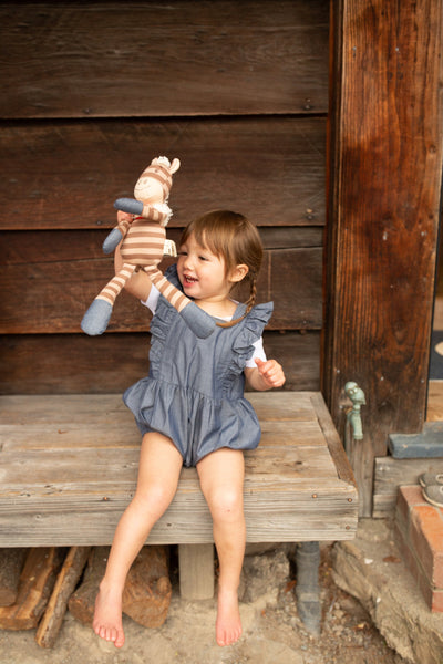 Apple Park Flutter Sleeve Romper - Chambray