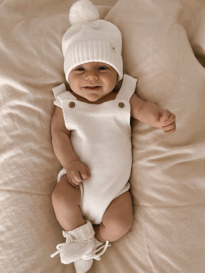 Novelty Knit Baby Romper - White