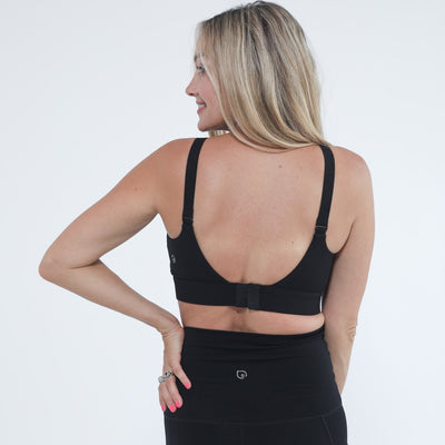 Maeve Run Times Sewn In Cups Nursing & Pumping Sports Bra (Noir)