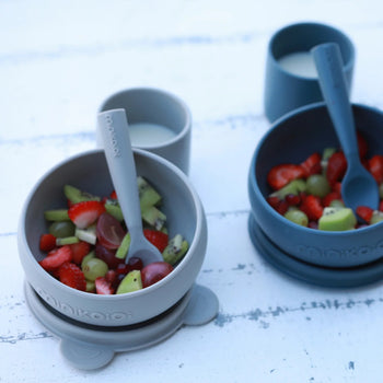 Silicone Suction Bowly & Mini Cup Set with Lid – 100% Food-Grade (450ml + 180ml)