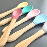Silicone Baby Spoon with Natural Bamboo Handle – Gentle BLW Feeding Spoon