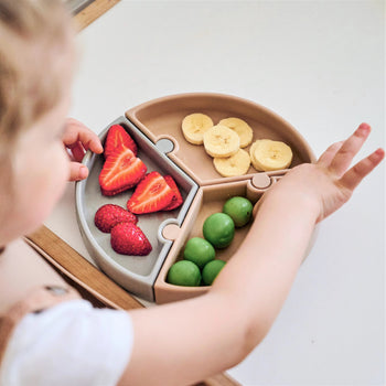 Stay-Put Suction Detachable Silicone Plate – 3-Section Baby Feeding Plate (7.5 in)