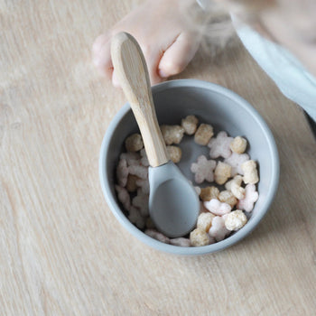 Silicone Baby Spoon with Natural Bamboo Handle – Gentle BLW Feeding Spoon