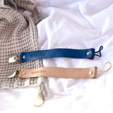 Genuine Leather Pacifier & Teether Holder with Non-Toxic Clip