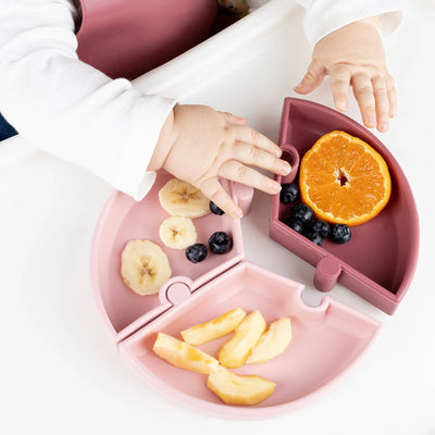 Stay-Put Suction Detachable Silicone Plate – 3-Section Baby Feeding Plate (7.5 in)