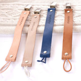 Genuine Leather Pacifier & Teether Holder with Non-Toxic Clip