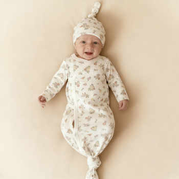 Makemake Organics Organic Kimono Knotted Sleep Gown - Meadow