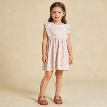 Makemake Organics Organic Flutter Dress - Peony
